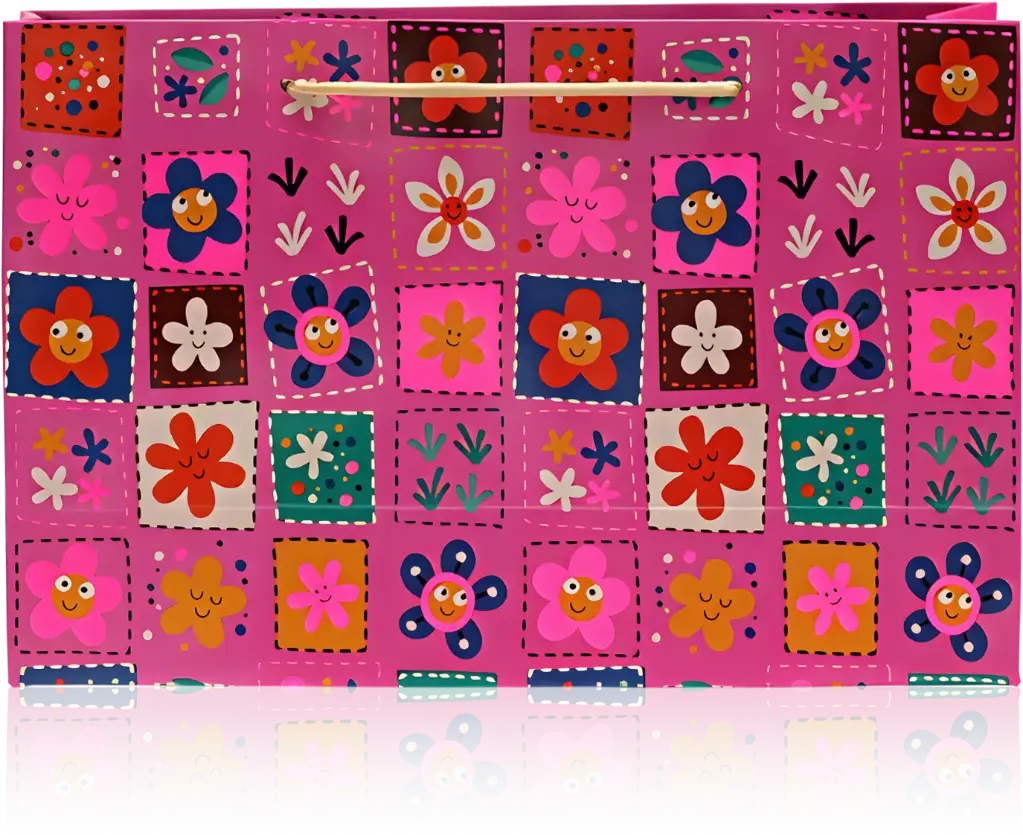 Vibrant Floral Gift Bag – Playful Patchwork Design