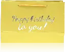 Happy Birthday Yellow Gift Bag with Silver Foil Lettering