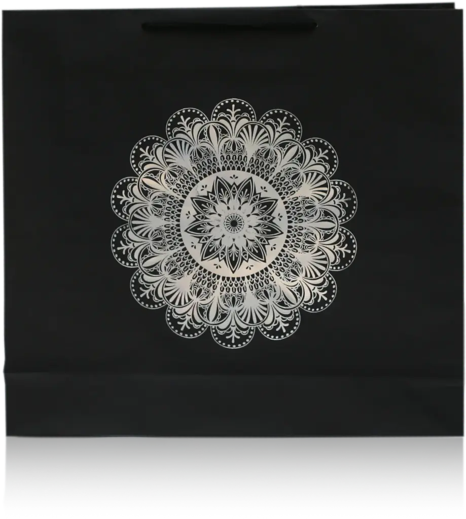 Luxe Noir Silver Mandala Design Gift Bag