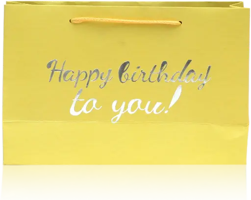 [H2918000000] Happy Birthday Yellow Gift Bag with Silver Foil Lettering